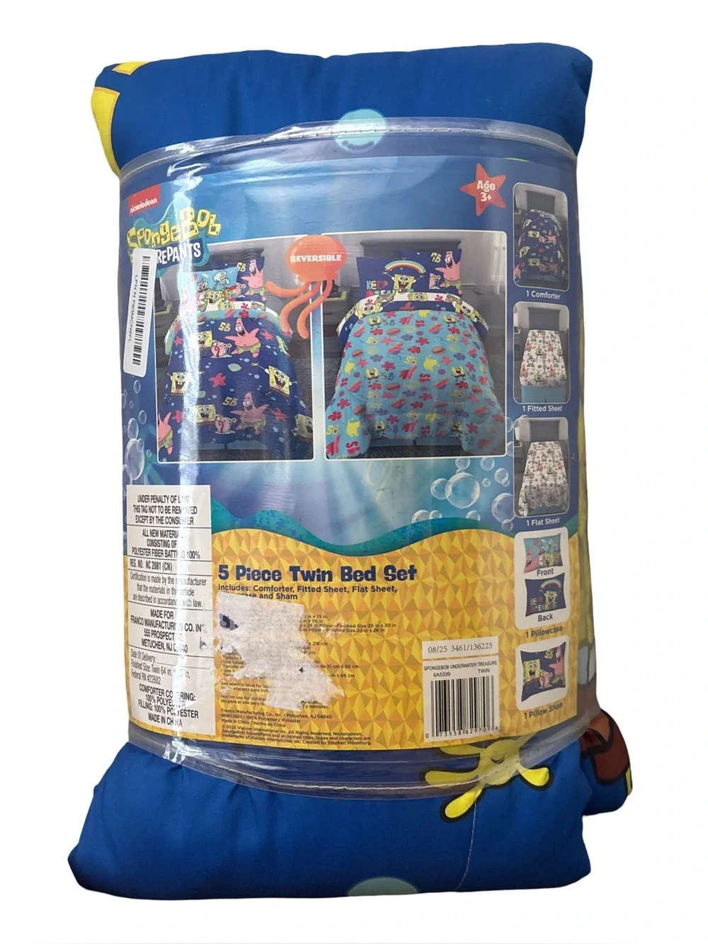 SpongeBob SquarePants Twin 5 Pc Kids Bedding Set Comforter Pillowcase Sheets New